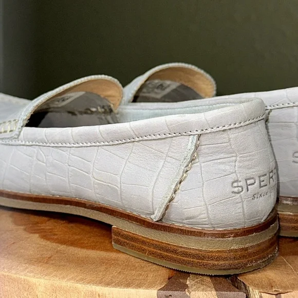 *LIKE NEW* SPERRY Seaport Croc Gray Nubuck Leather Penny Loafer - Picture 6 of 16